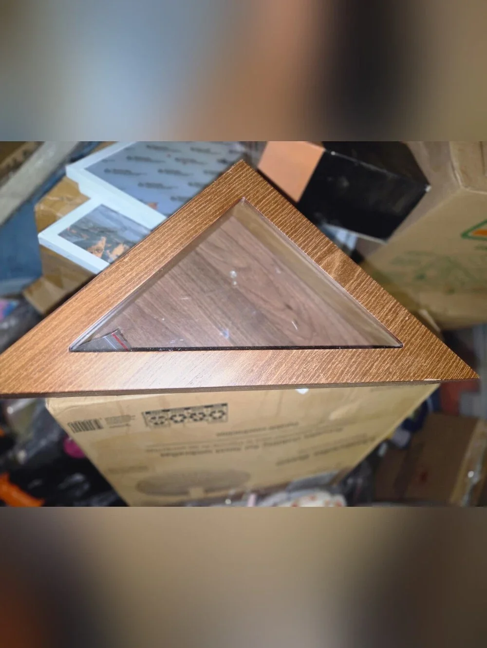 Wood-Tone Triangular Flag Display Frame Brown